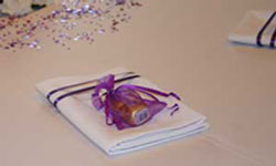 purple tied napkin